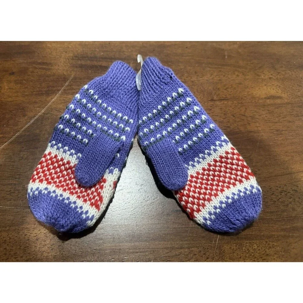Glove Mittens girls size 2-4 T striped multicolor hearts pattern